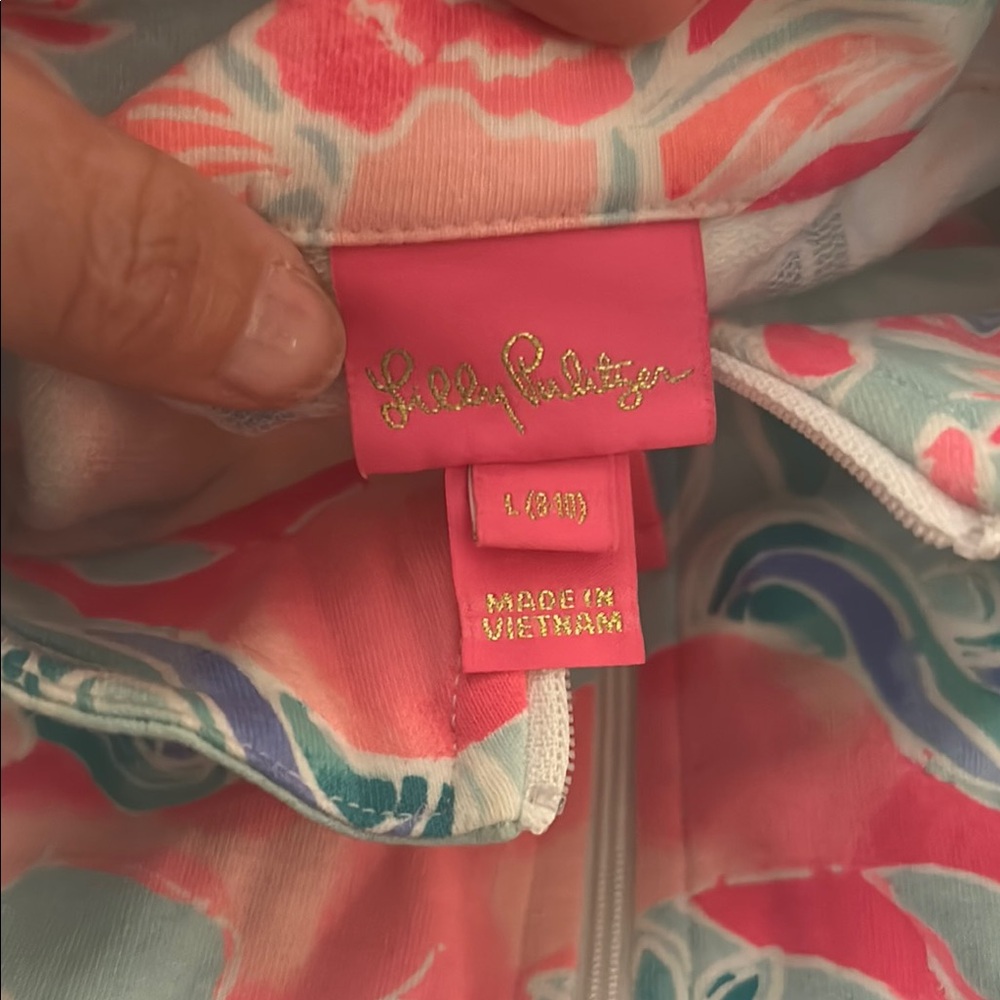 Lilly Pulitzer Pink and Teal Patterned pullover